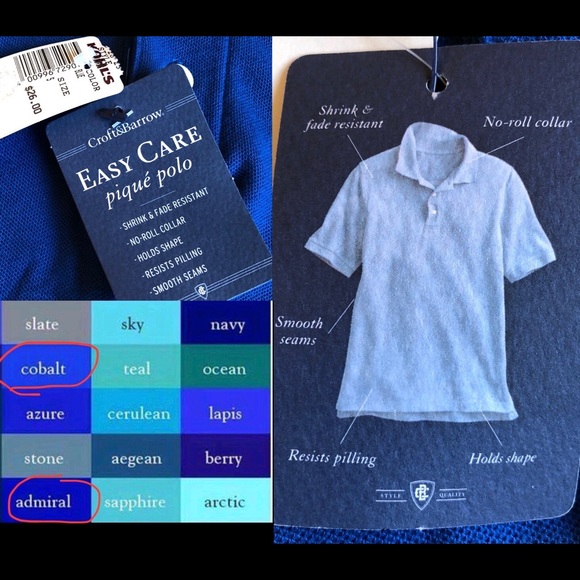 NEW CROFT & BARROW Easy Care Pique Polo Shirt Blue Small Men’s UNISEX - Picture 4 of 15